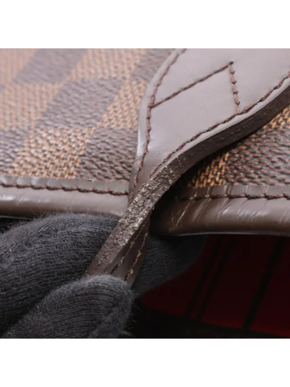 Louis Vuitton Tote Bag Neverfull MM Damier Ebene Canvas Leather